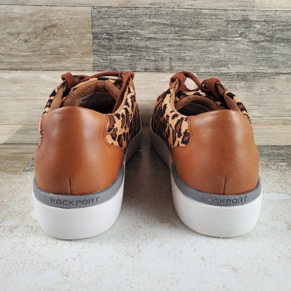 Rockport Works Parissa Womens Work Shoes Sz 7.5 W Brown Leopard Print Steel Toe